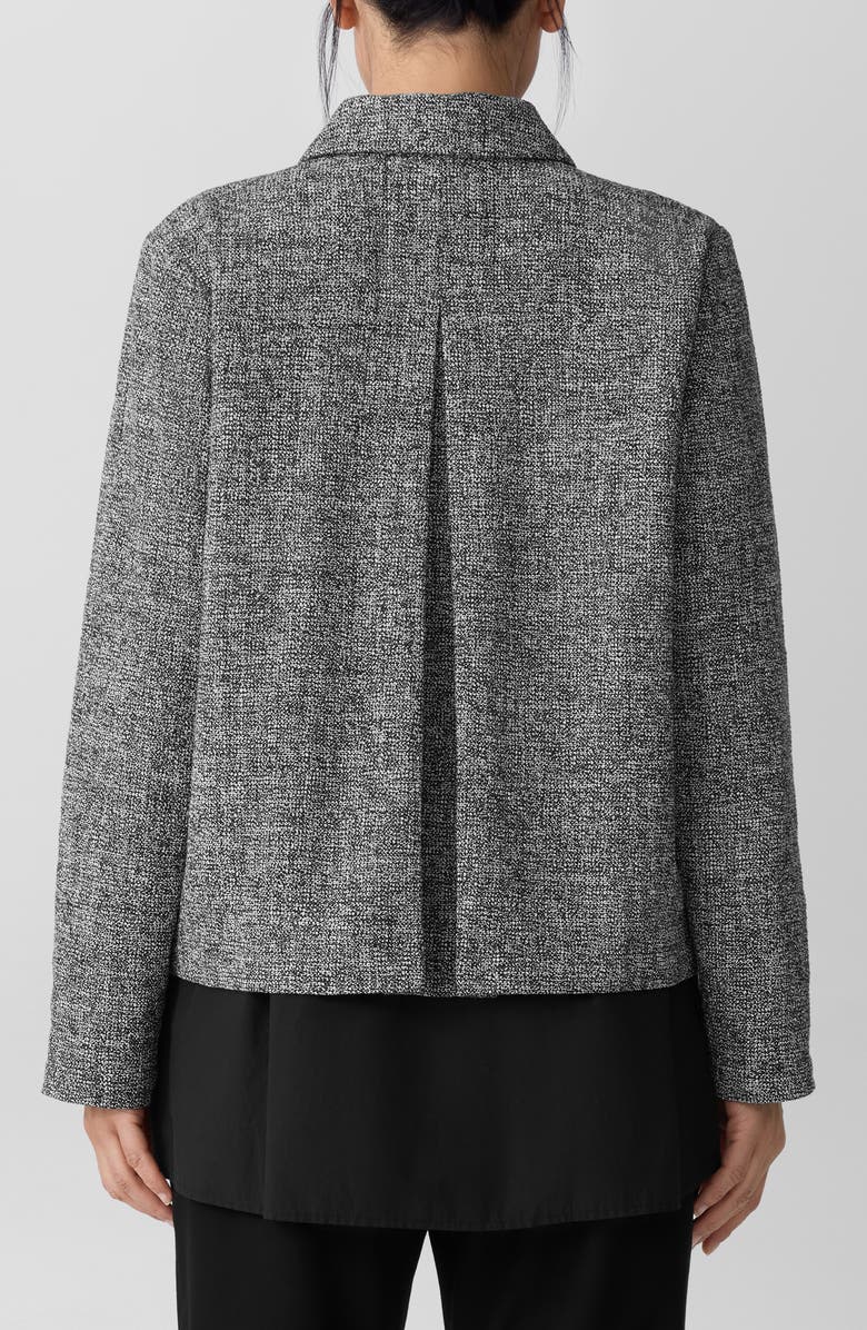 Eileen Fisher Collar Front Zip Stretch Organic Cotton Jacket, Alternate, color, Black/ White