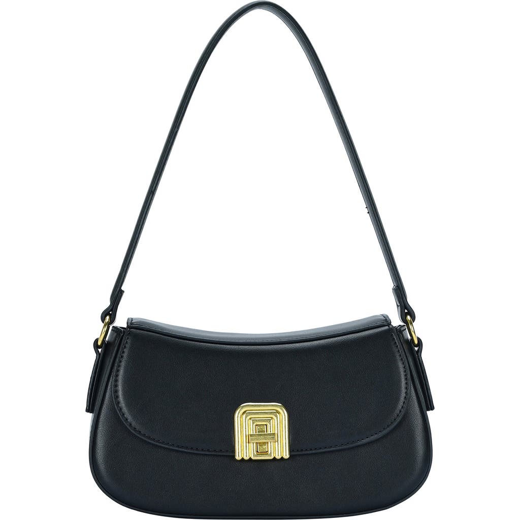 Mms Design Studio Buckle Flap Shoulder Bag In Black