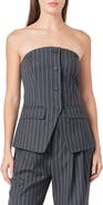 Endless Rose Pinstripe Strapless Button Front Top
