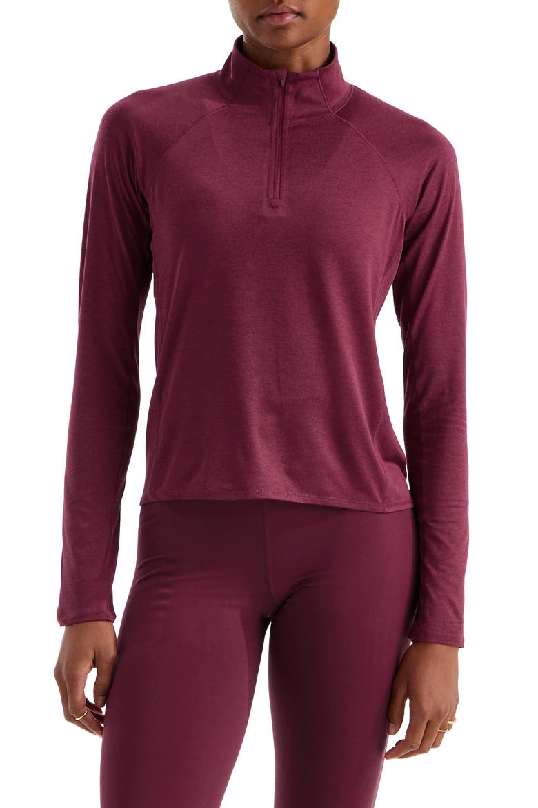 Jaida FlashDry-XD Quarter-Zip Performance Top, Main, color, BURGUNDY CRUSH LIGHT HEATHER