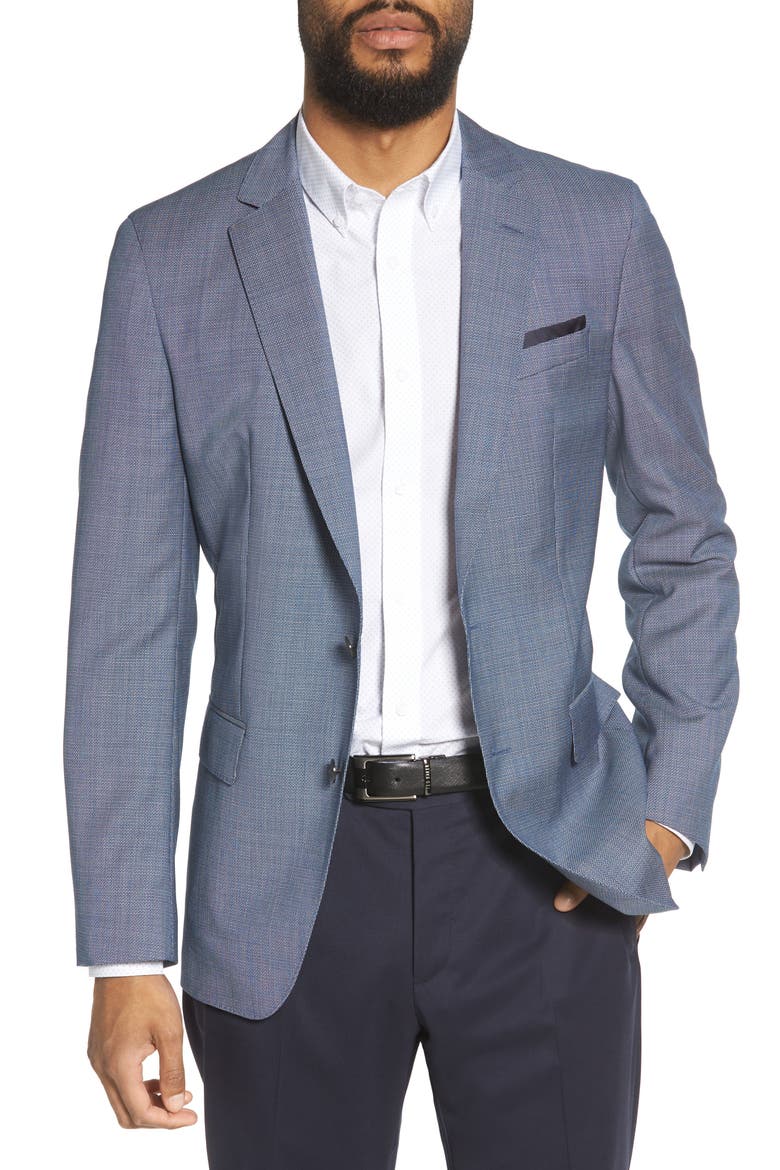 Hartlay Trim Fit Wool Blazer, Main, color, BLUE