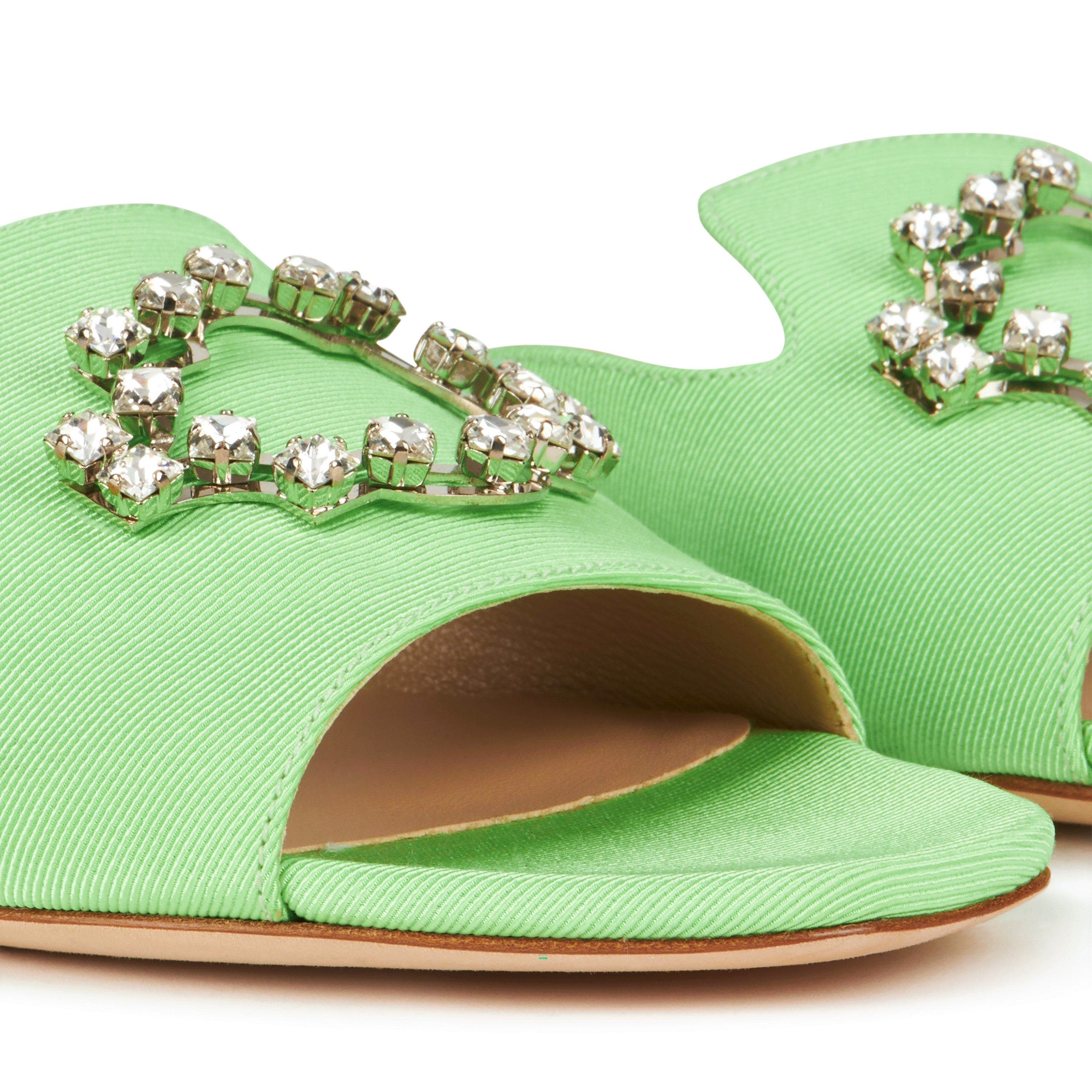 AIMEE ANN LOU Cleo Crystal Slipper in Grosgrain, Alternate, color, Kiwi