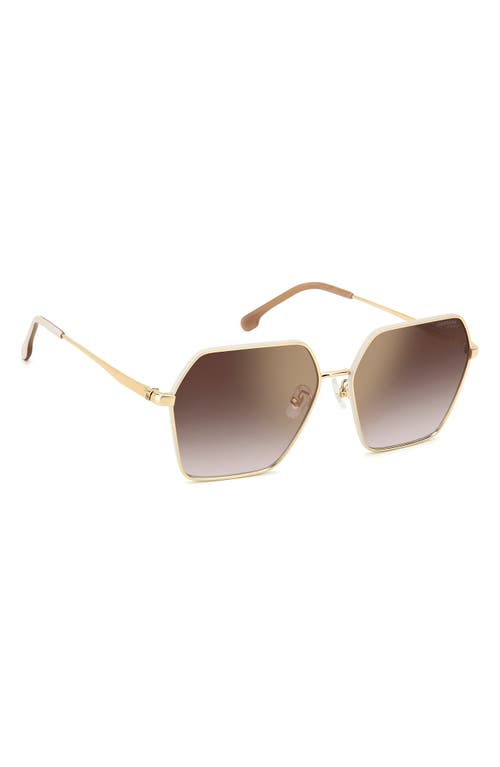 Carrera Eyewear 60mm Gradient Rectangular Sunglasses In Gold Ivory/brown