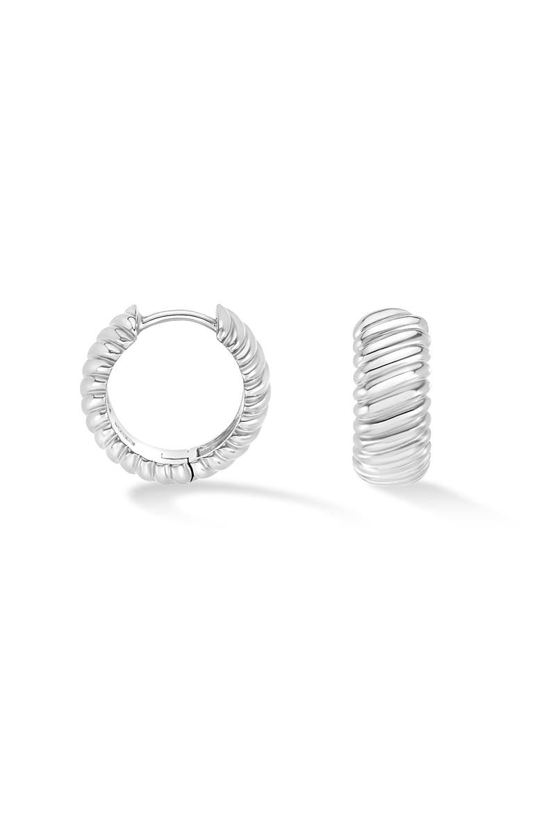 Dower & Hall Wide Twist Huggie Hoops, Main, color, Sterling Silver