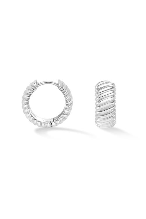 Dower & Hall Wide Twist Huggie Hoops In Metallic