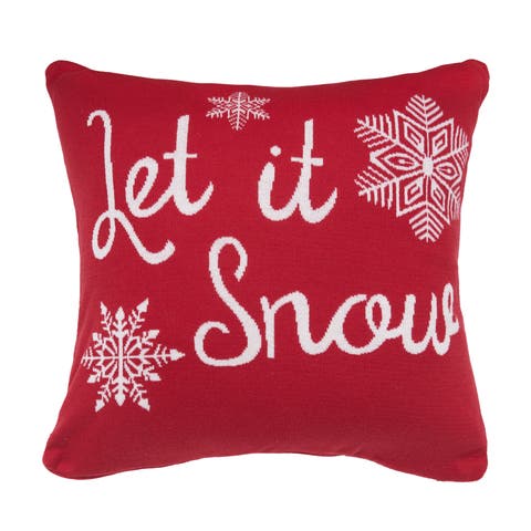 Let it Snow In Red Christmas Throw Pillow, 20" x 20"