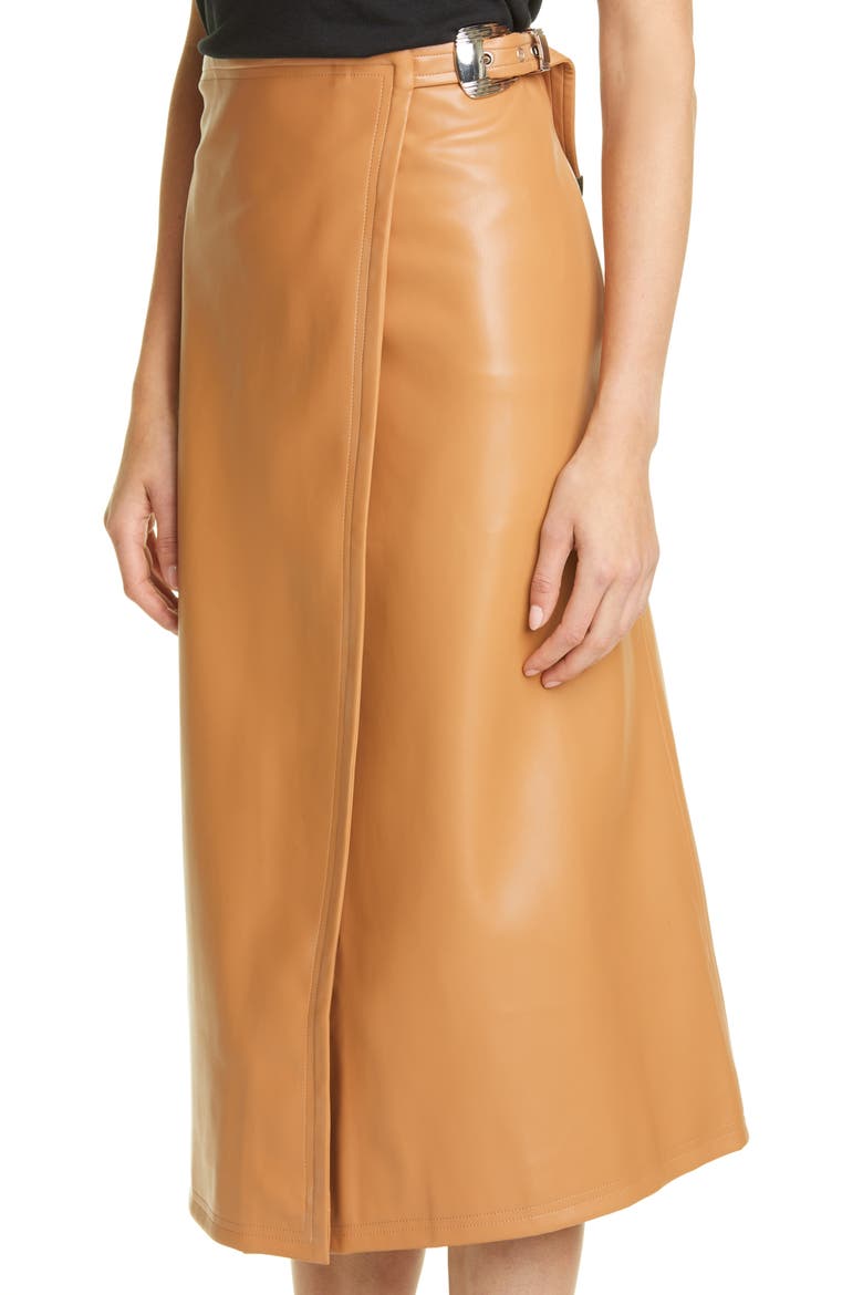 Vega Faux Leather Wrap Skirt, Alternate, color, TOFFEE