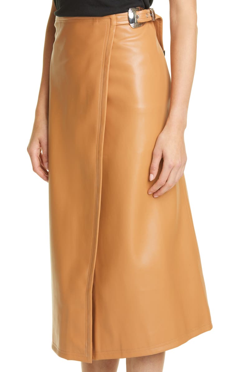 Simon Miller Vega Faux Leather Wrap Skirt, Alternate, color,