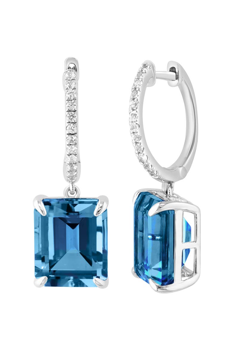 White Sapphire & London Blue Topaz Drop Earrings, Main, color, BLUE