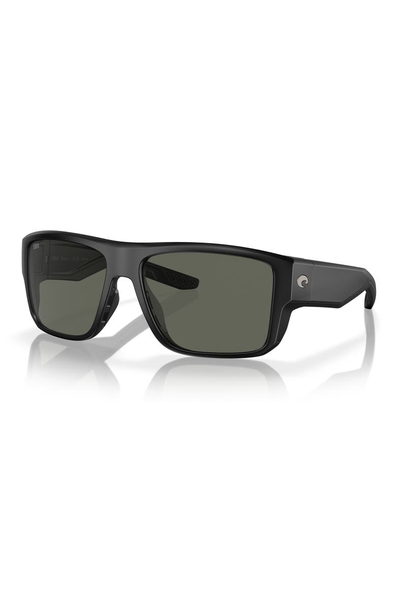 59mm Polarized Square Sunglasses, Alternate, color, MATTE BLACK/ GRAY