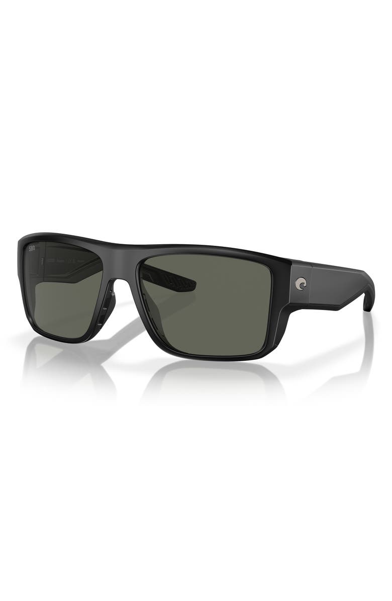 Costa Del Mar 59mm Polarized Square Sunglasses, Alternate, color, Matte Black/ Gray