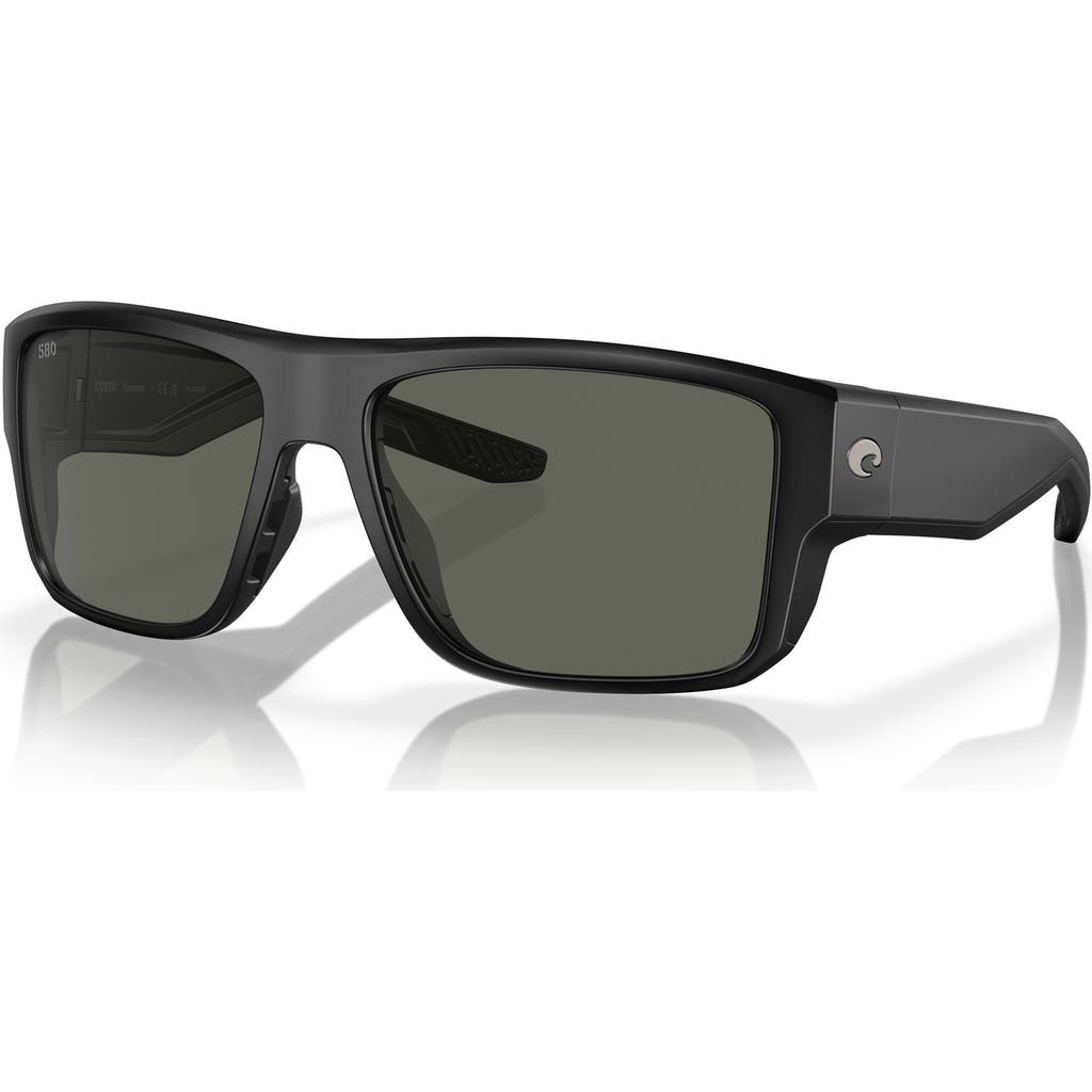 Costa Del Mar 59mm Polarized Square Sunglasses In Matte Black/gray