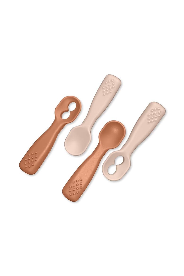 Silicone Baby Feeding Spoon Set 4 Piece, Main, color, Sunrise & French Beige