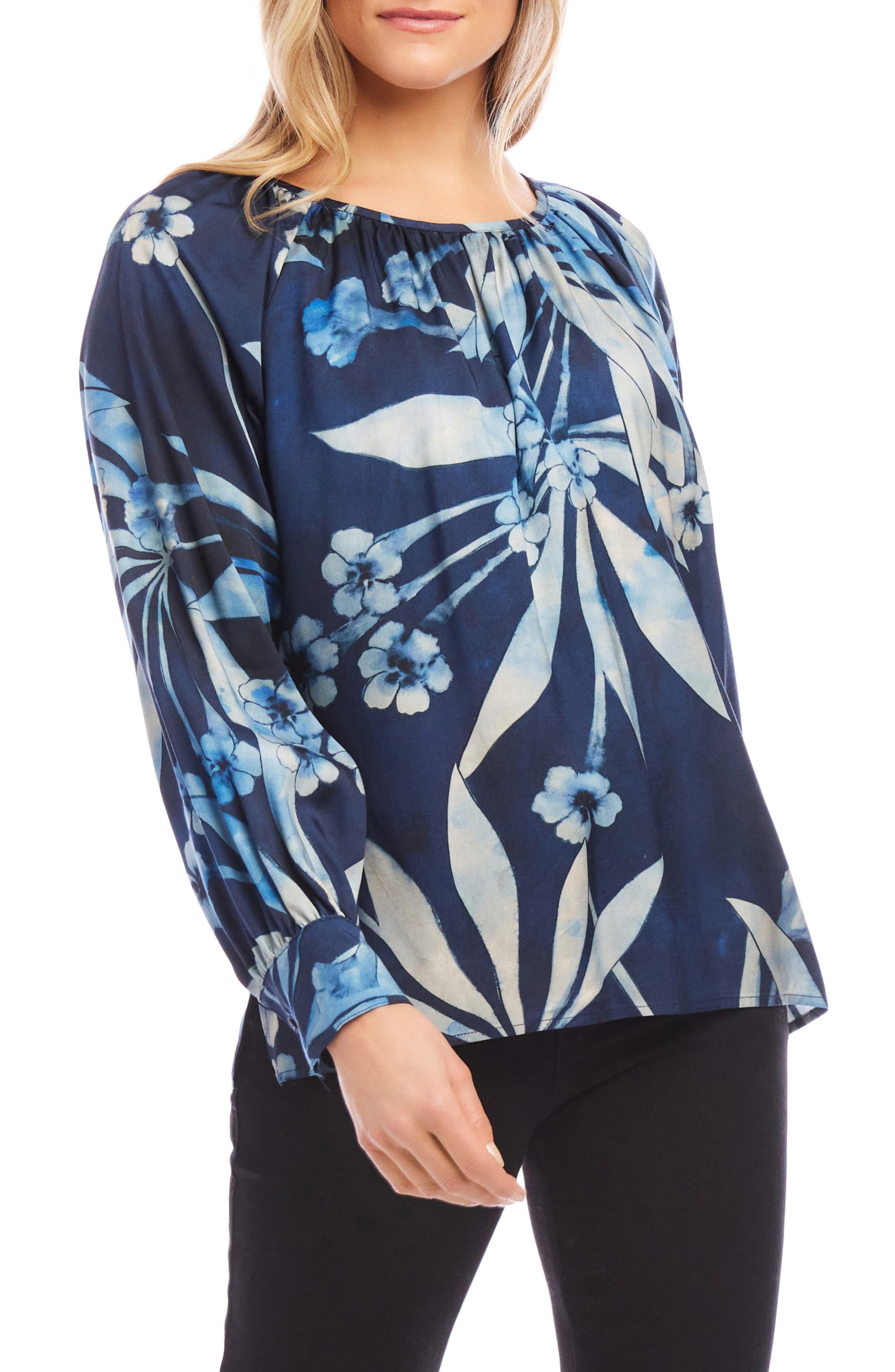 Karen Kane Floral Peasant Top