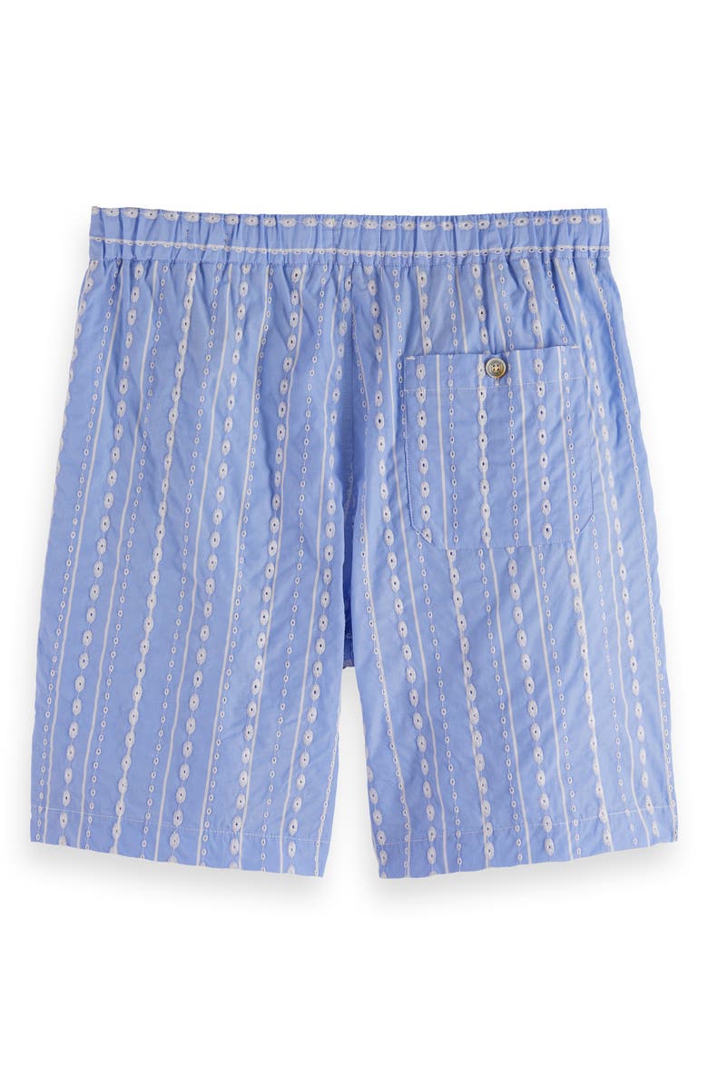 Scotch & Soda Embroidered Eyelet Cotton Bermuda Shorts, Alternate, color, Sky Blue