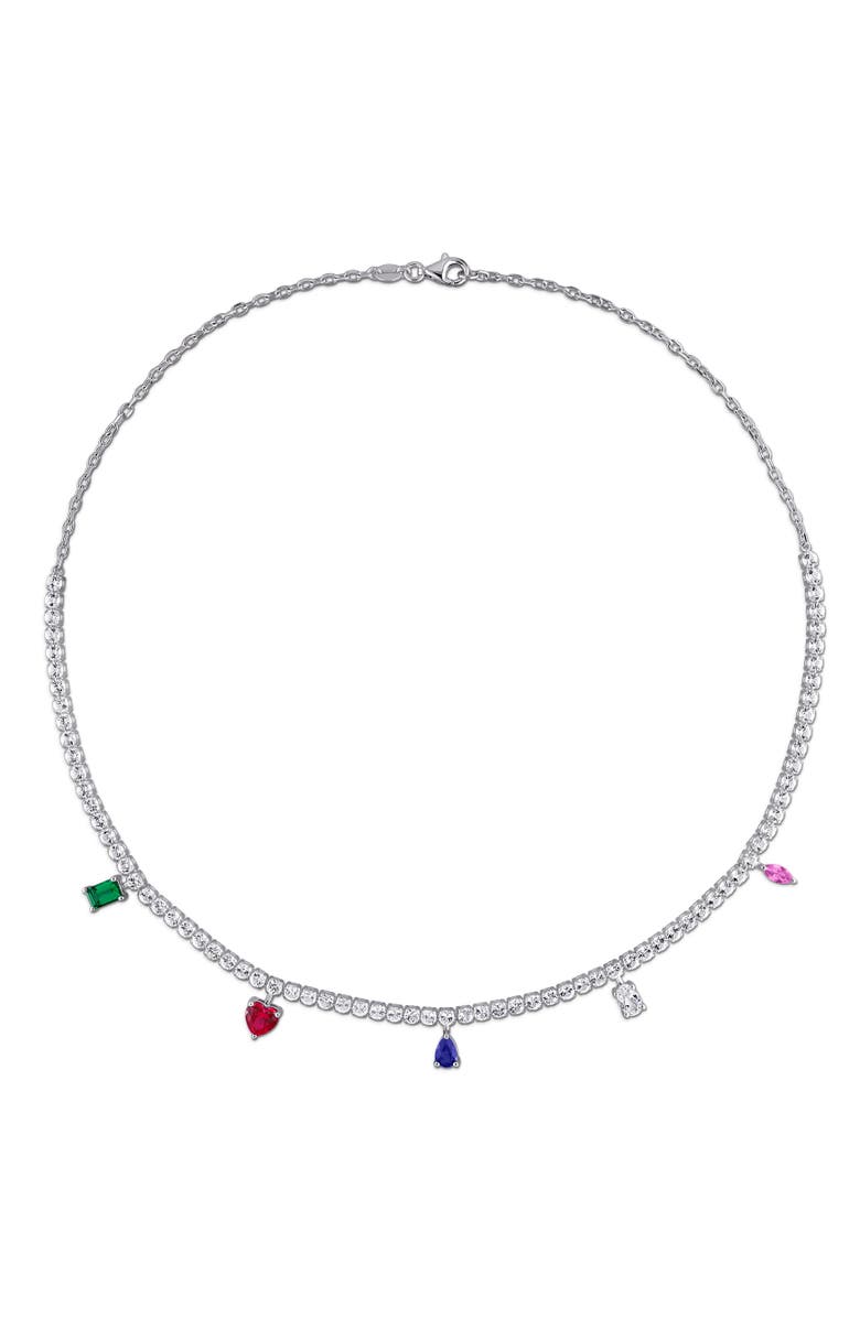 Julianna B. Multi Lab-Created Gemstone Charm Necklace, Alternate, color, Sterling Silver