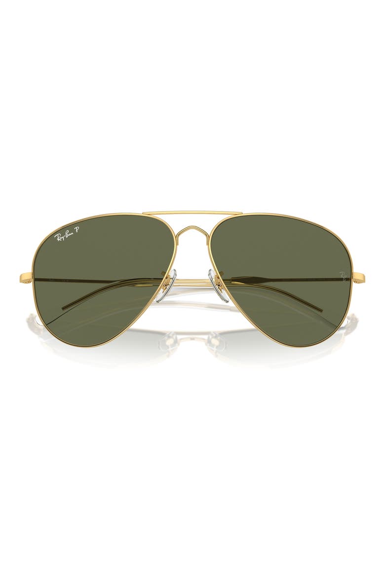 58mm Old Pilot Polarized Aviator Sunglasses, Alternate, color, GOLD FLASH