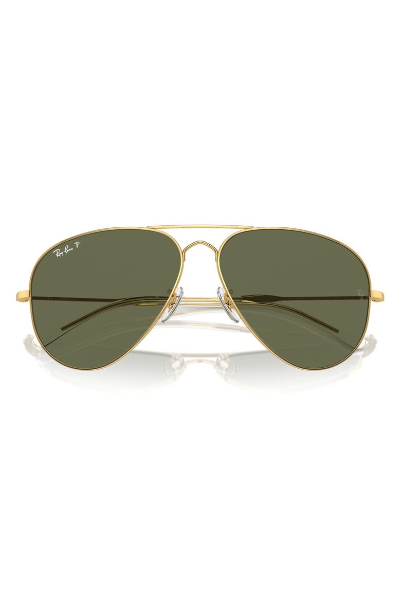 Ray-Ban 58mm Old Pilot Polarized Aviator Sunglasses, Alternate, color, Gold Flash