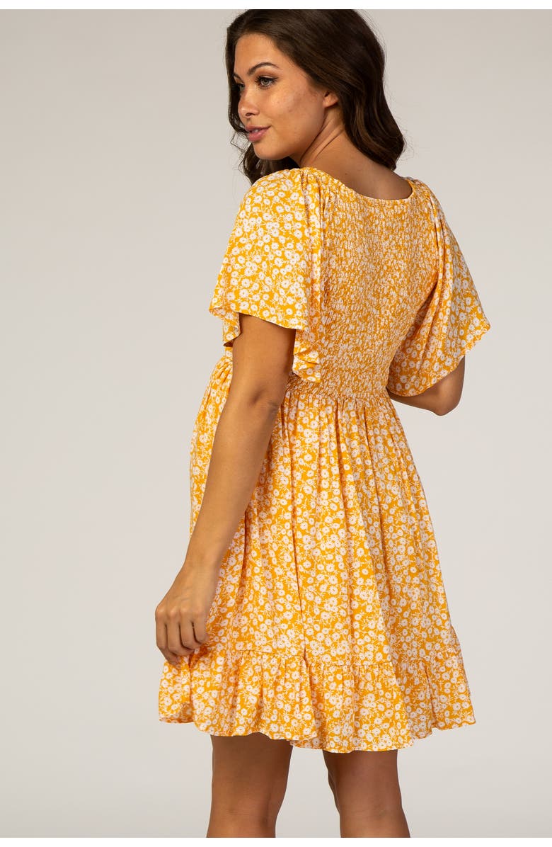 PinkBlush Floral Smocked Ruffle Dress, Alternate, color, Yellow