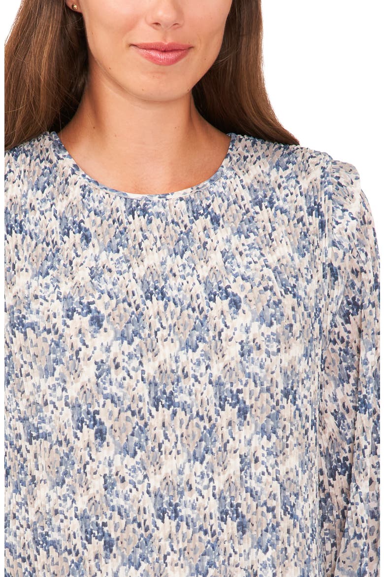 Plissé Long Sleeve Dress, Alternate, color, SHADOW BLUE