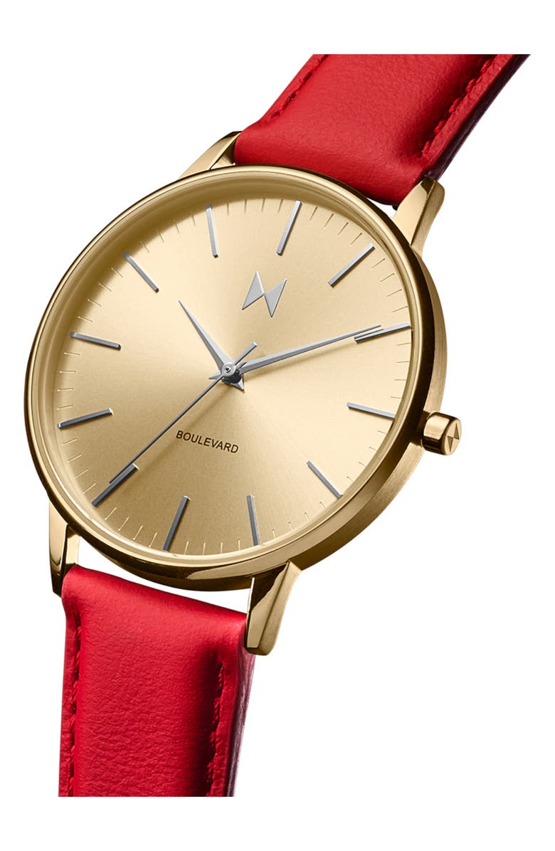 MVMT Boulevard Leather Strap Watch, 38mm, Alternate, color,