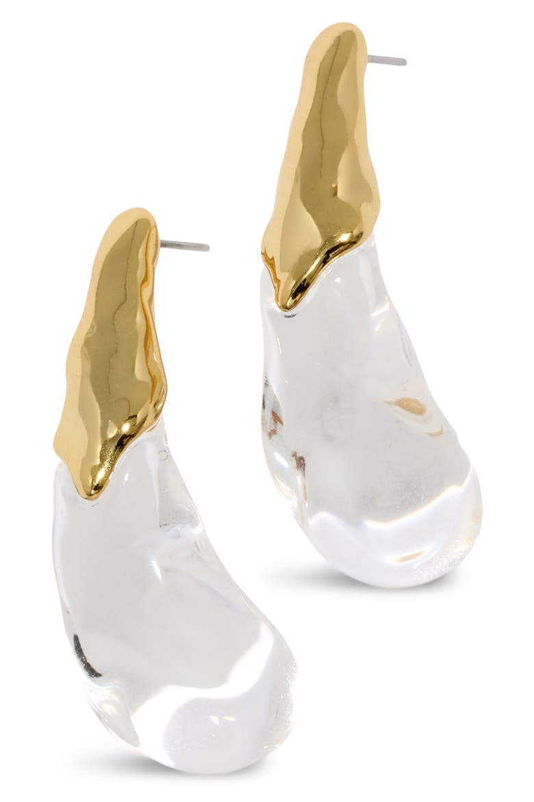Liquid Lucite® Arched Drop Earrings, Main, color, GOLD/ CLEAR