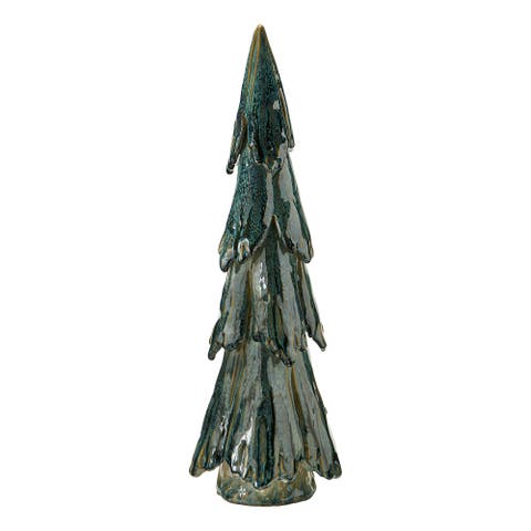 Tall Pines Ceramic Holiday Decor Green Figurine for Christmas
