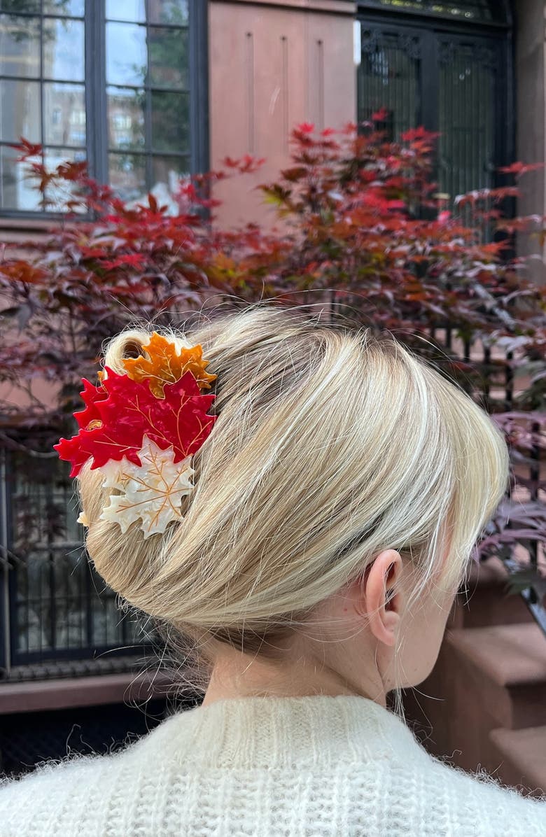 Solar Eclipse Maple Leaves Claw Clip, Alternate, color, Brown