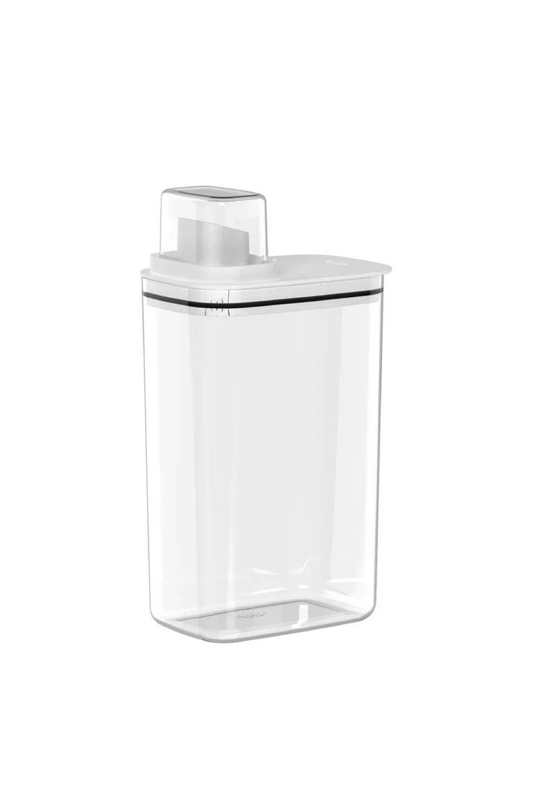 Durable Liquid Laundry Detergent Dispenser Organizer with Measuring Cap, 78 oz, Main, color, Clear/White