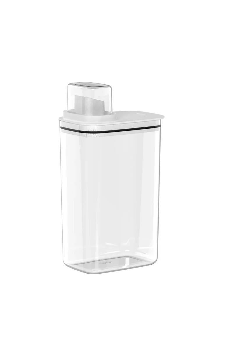 OU Durable Liquid Laundry Detergent Dispenser Organizer with Measuring Cap, 78 oz, Main, color, Clear/White
