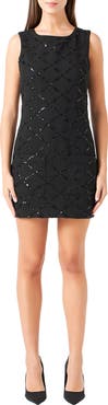 Endless Rose Sequin Sleeveless Tweed Mini Sheath Dress