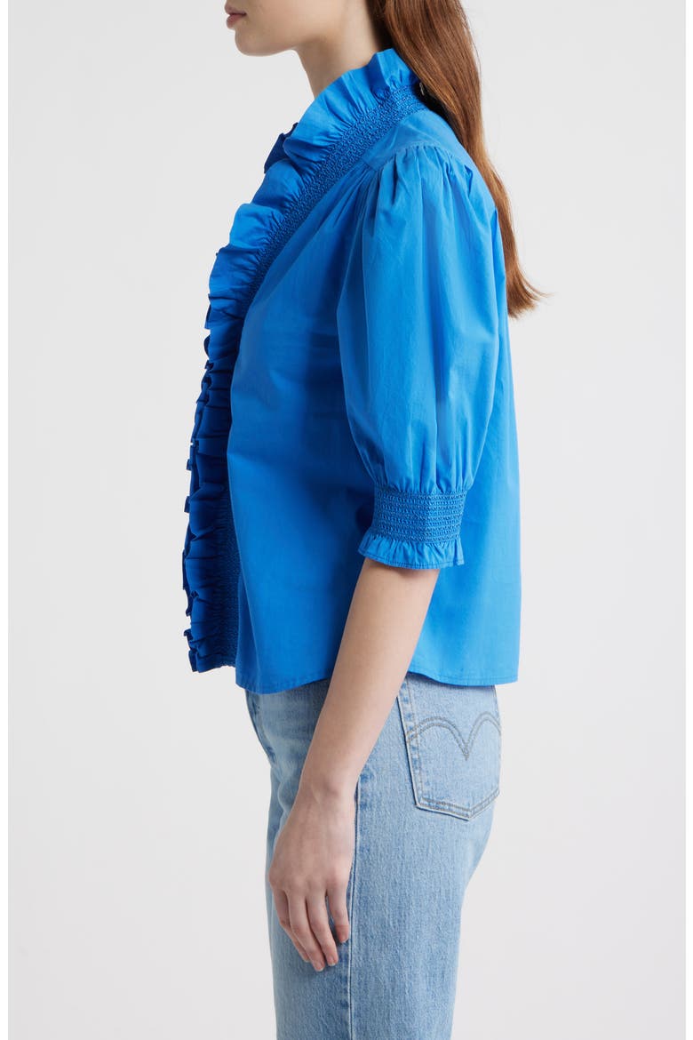 Zuri Ruffle Puff Sleeve Shirt, Alternate, color, PALACE BLUE