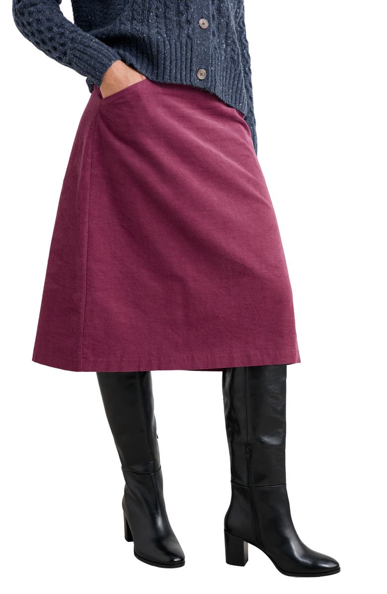 Seasalt Cornwall Forest View Floral Organic Cotton Corduroy A-Line Skirt, Main, color, Clove