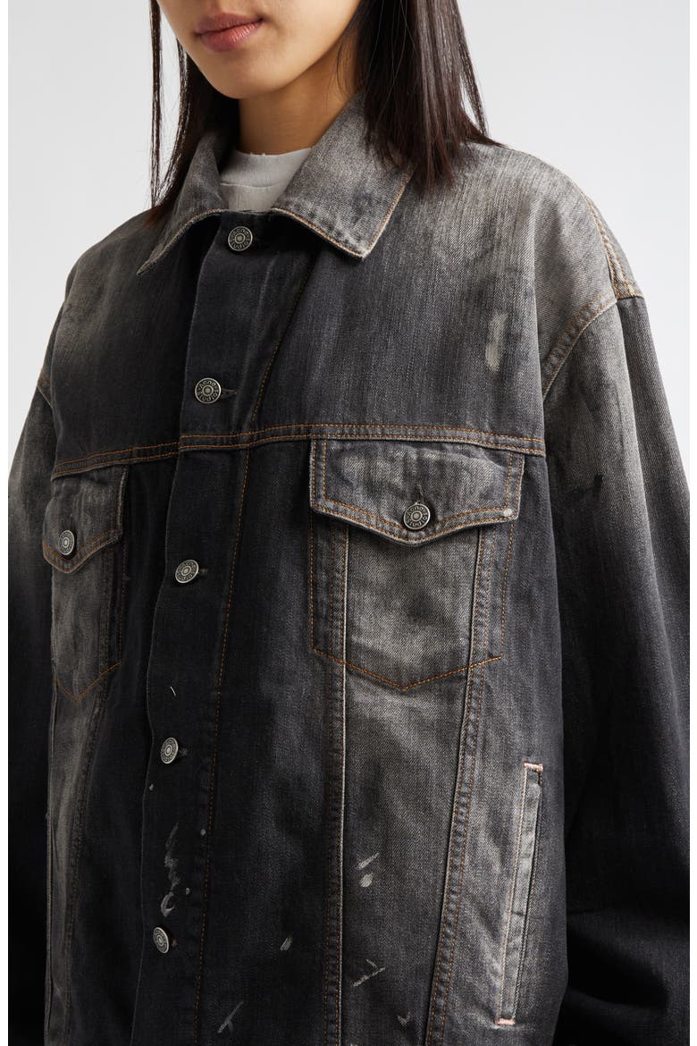 Robert Trafalgar Distressed Denim Jacket, Alternate, color, BLACK