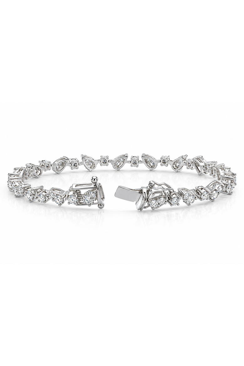 3.43Ct 14k Gold Diamond Pear Frame Tennis Bracelet 7" Women's Lab Grown, Alternate, color, 14k White Gold