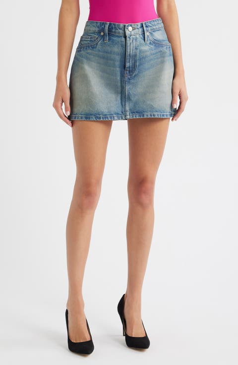 Good '90s Coated Denim Miniskirt (Regular & Plus)