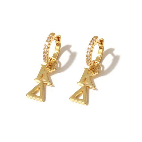 Kappa Delta Greek Letter Huggie + Charm Earrings