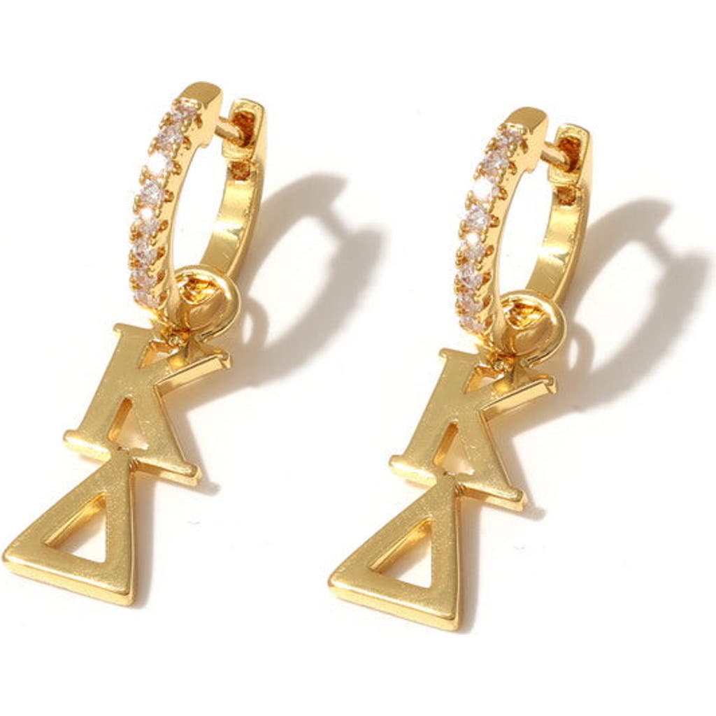 Color Shout Kappa Delta Greek Letter Huggie + Charm Earrings In Gold