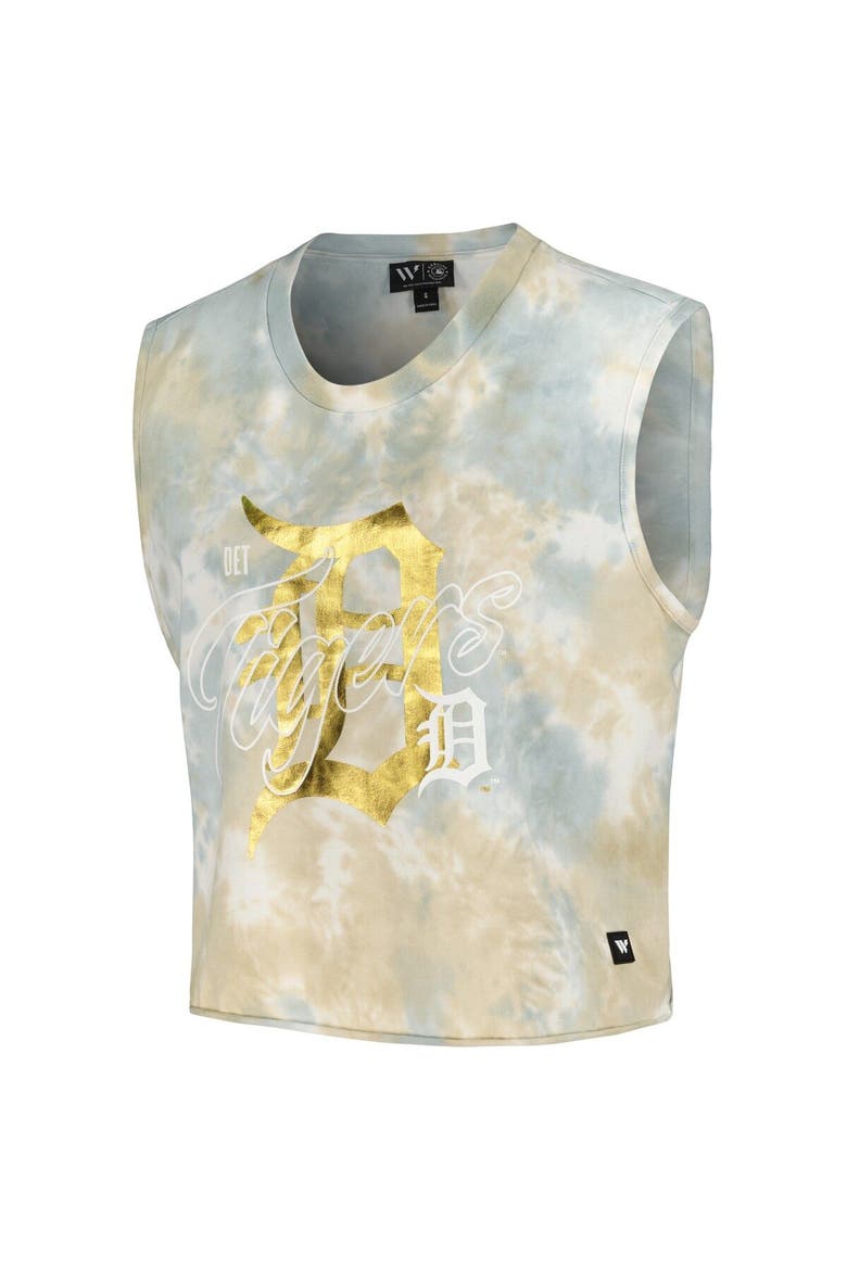 Women's The Wild Collective White Detroit Tigers Washed Muscle Tank Top, Alternate, color, White