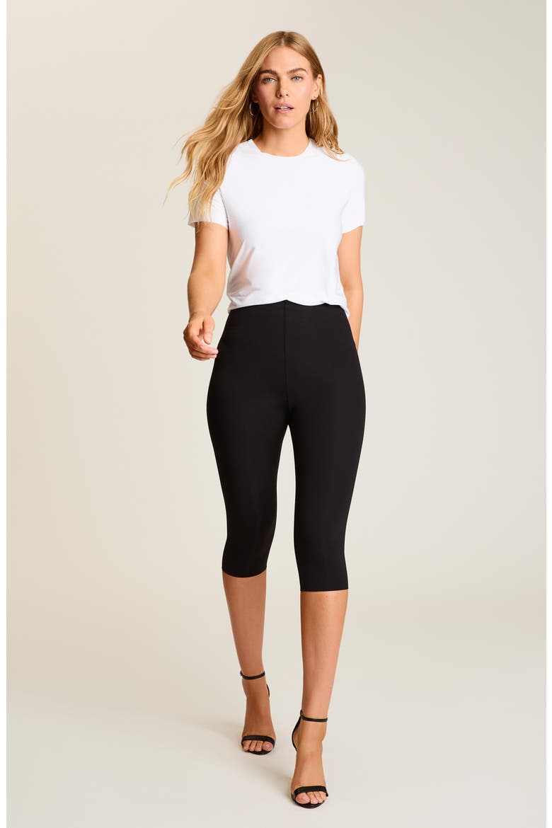 Neoprene Capri Leggings, Alternate, color, BLACK