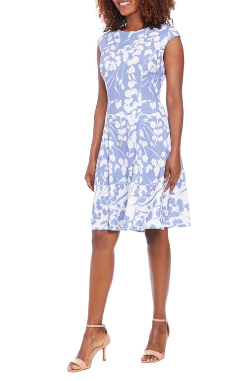 London Times Night And Day Fern Fit And Flare Dress In Blue