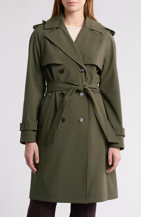 Water Resistant Hooded Double Breasted Trench Coat