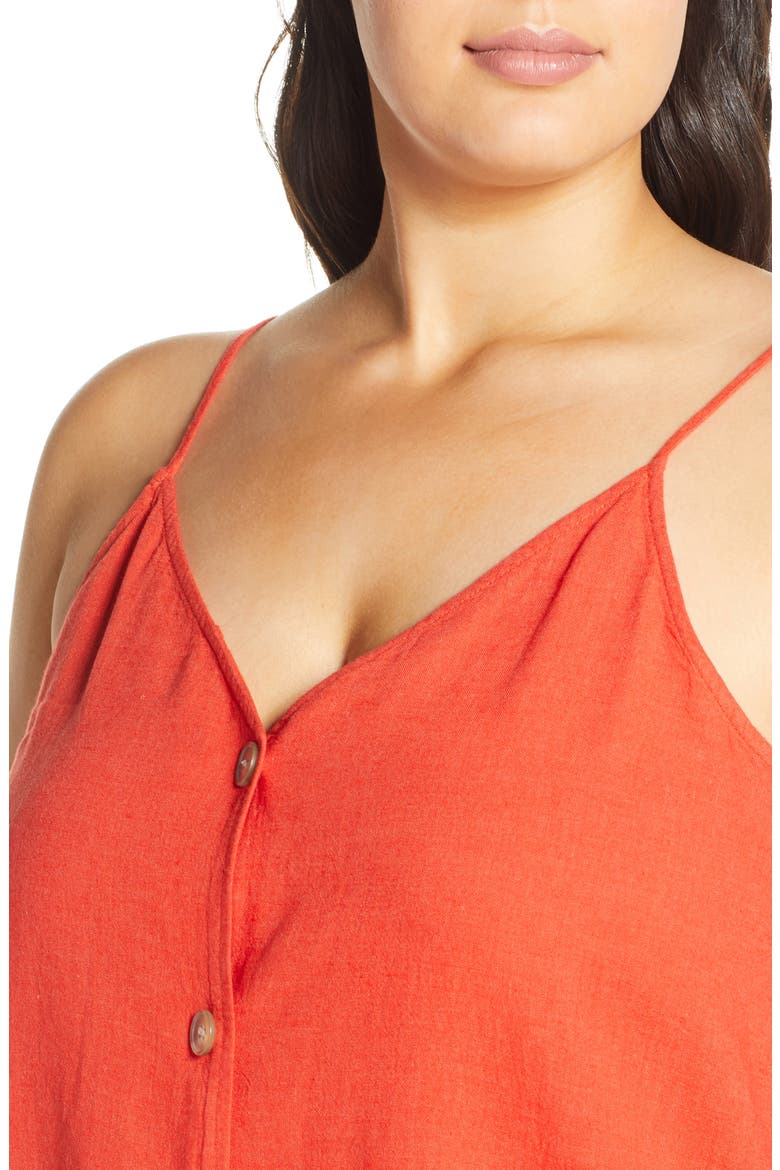Linen Blend Camisole Top, Alternate, color, RED FIERY CD