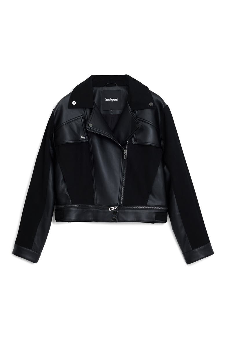 Faux Leather Moto Jacket, Alternate, color, BLACK