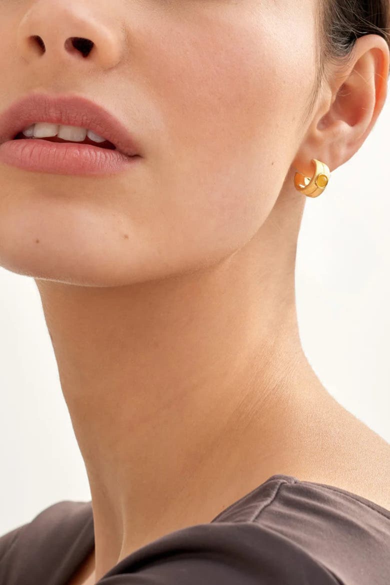 'November' Waterproof Gold Birthstone Hoop Earrings, Alternate, color, November
