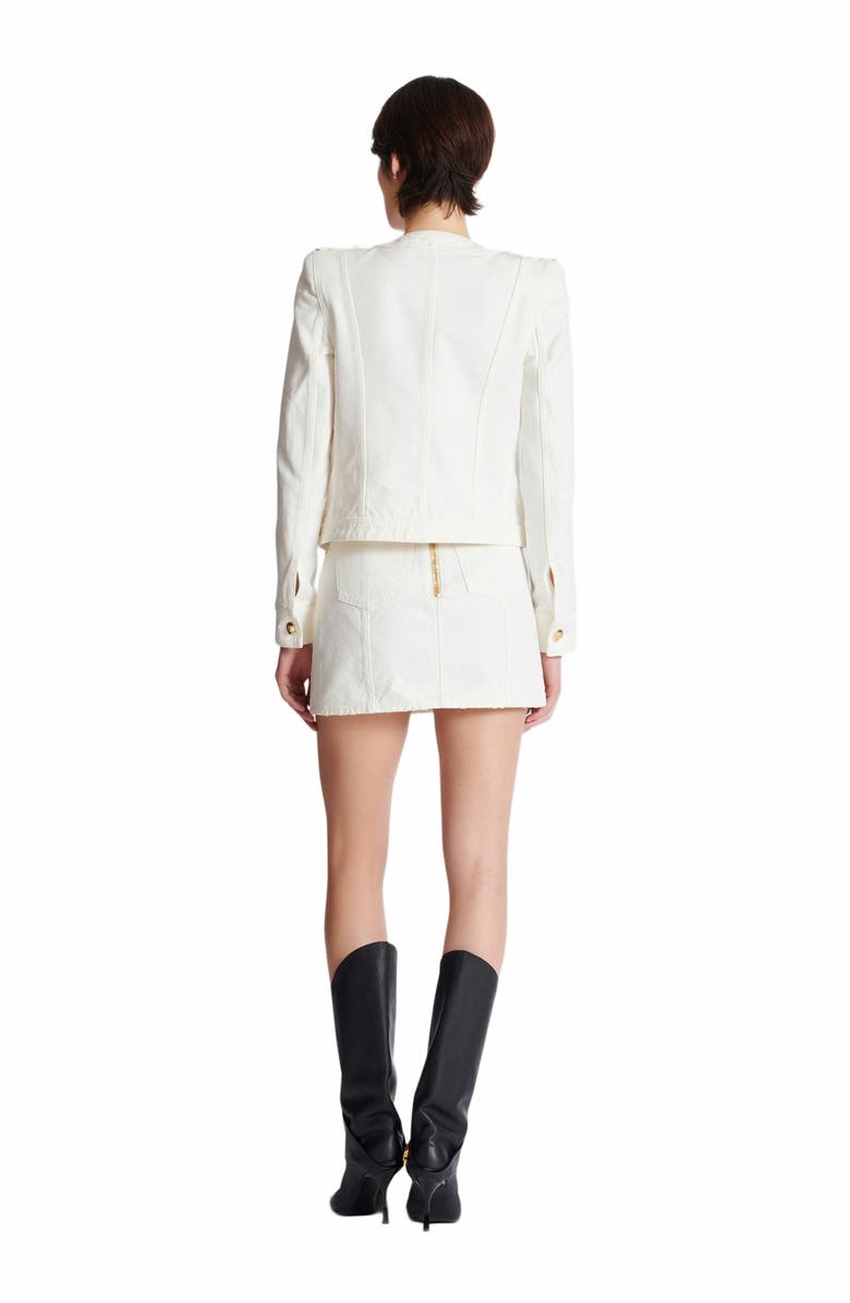 Balmain Cropped Cotton Canvas Jacket, Alternate, color, White
