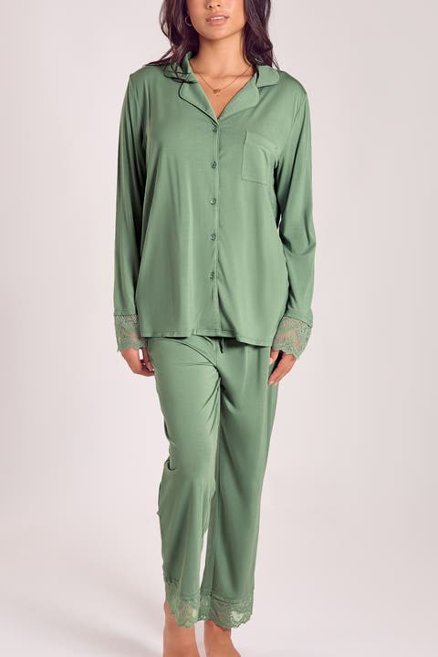 Modal Women's Pajama Set with Lace Trim