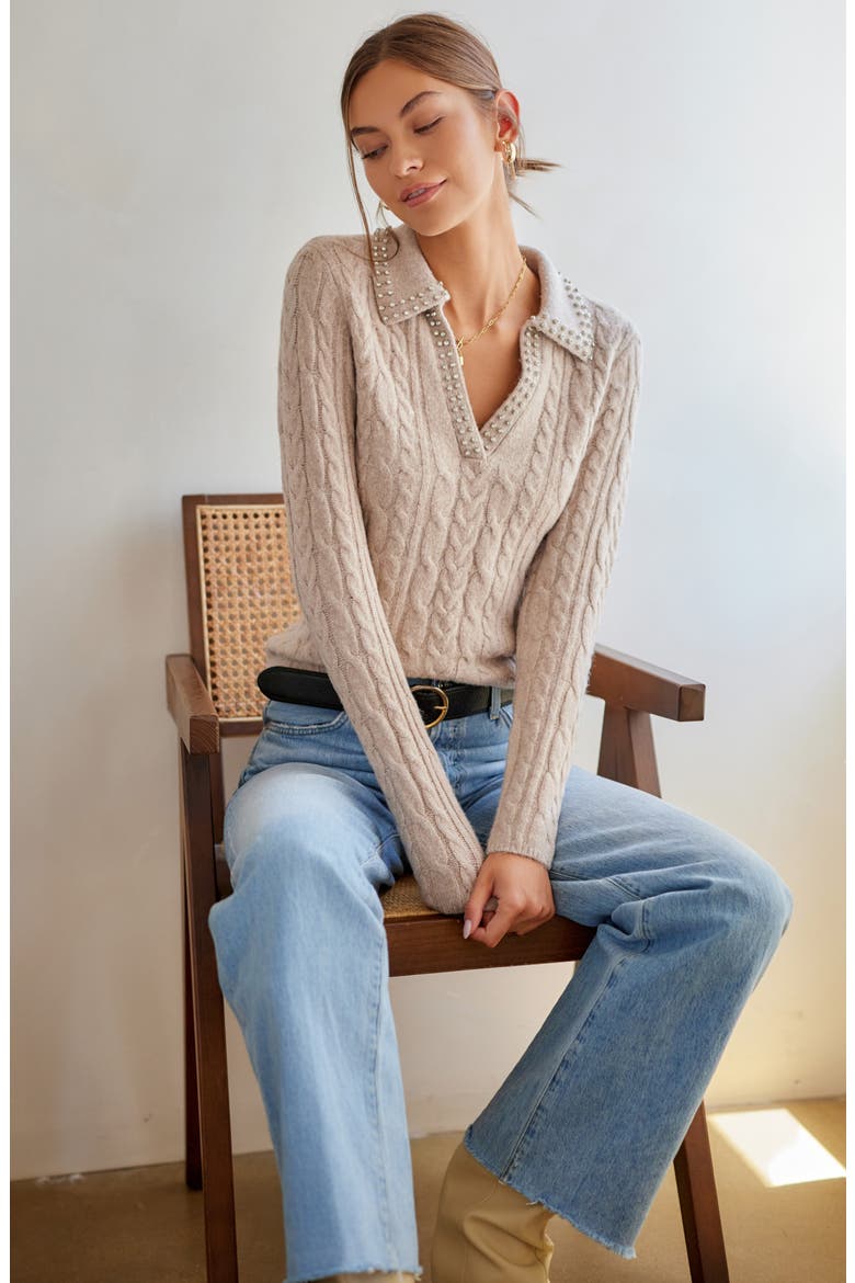 Estelle Cable Knit Sweater, Alternate, color, WHEAT