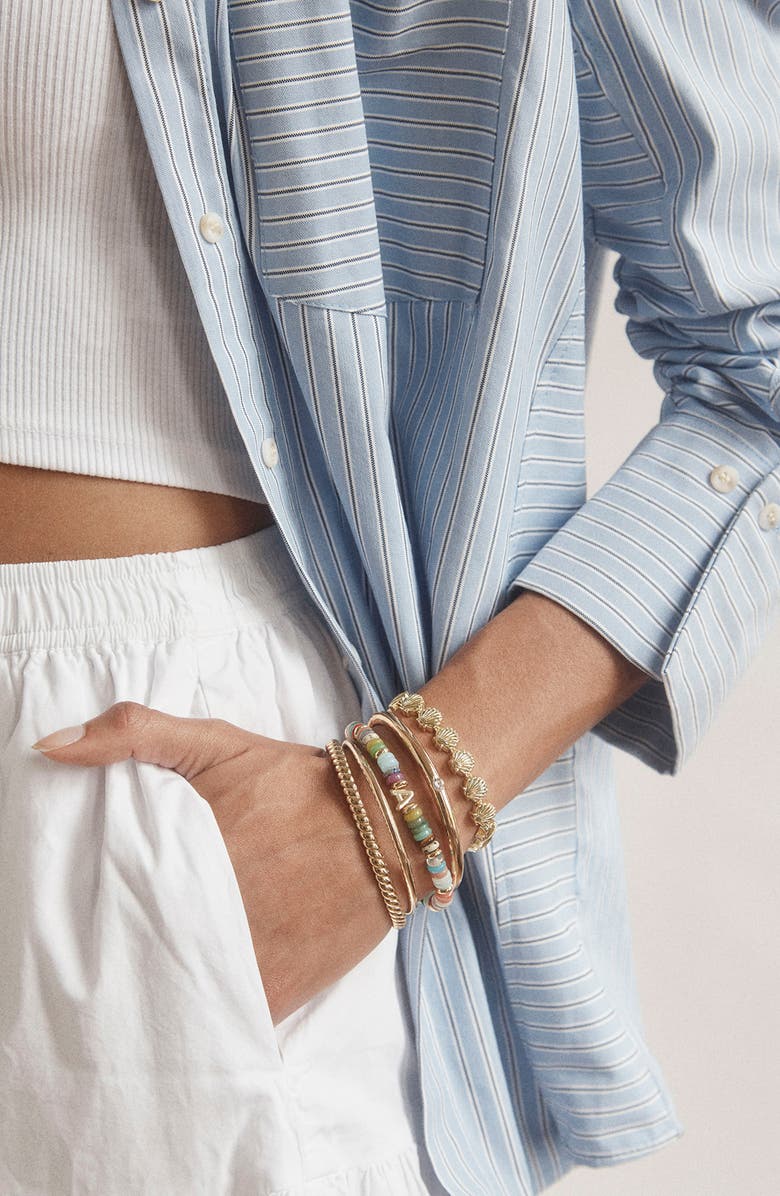 BaubleBar Amaris Semiprecious Initial Beaded Stretch Bracelet, Alternate, color, Multi - D