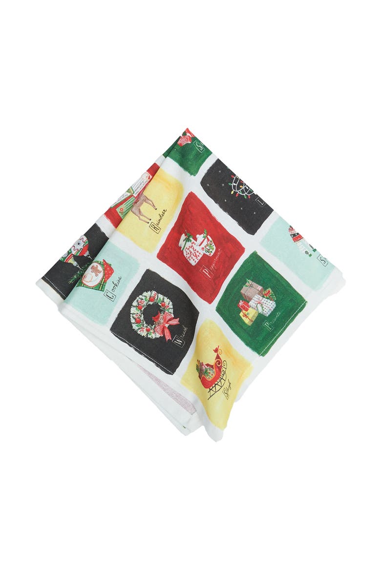 Alphabet Grid Printed Napkin Set of 6, Main, color, Green